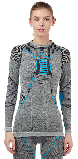 Лонгслив женский X-Bionic Apani 4.0 Merino Black/Grey/Turquoise - Фото 4 большая