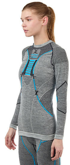 Лонгслив женский X-Bionic Apani 4.0 Merino Black/Grey/Turquoise - Фото 5 большая