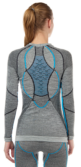 Лонгслив женский X-Bionic Apani 4.0 Merino Black/Grey/Turquoise - Фото 6 большая