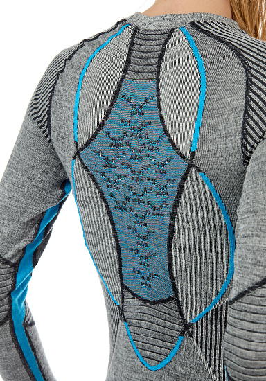 Лонгслив женский X-Bionic Apani 4.0 Merino Black/Grey/Turquoise - Фото 7 большая