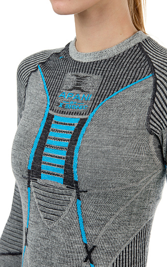 Лонгслив женский X-Bionic Apani 4.0 Merino Black/Grey/Turquoise - Фото 8 большая