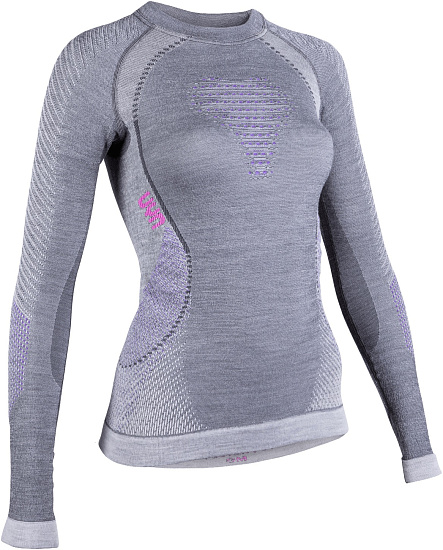 Лонгслив женский UYN Fusyon Uw Lg_Sl Anthracite/Purple/Pink - Фото 3 большая