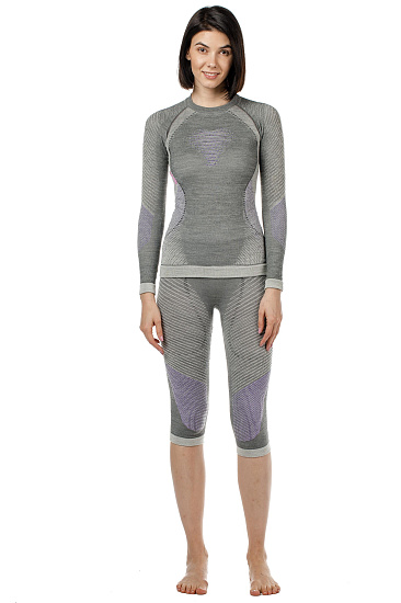 Лонгслив женский UYN Fusyon Uw Lg_Sl Anthracite/Purple/Pink - Фото 4 большая