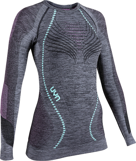 Лонгслив женский UYN Ambityon Uw Black Melange/Pink/Aqua - Фото 3 большая