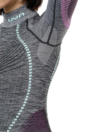 Лонгслив женский UYN Ambityon Uw Lg_Sl Turtleneck Black Melange/Pink/Aqua - Фото 6 большая