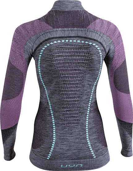 Лонгслив женский UYN Ambityon Uw Lg_Sl Turtleneck Black Melange/Pink/Aqua - Фото 2 большая