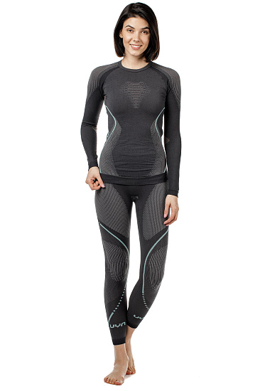 Лонгслив женский UYN Evolutyon Uw Charcoal/Anthracite/Aqua - Фото 8 большая