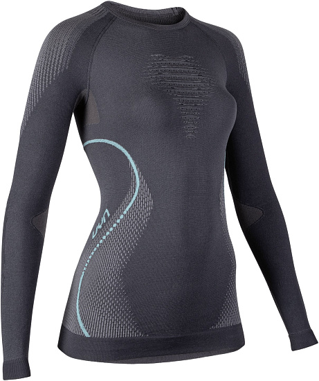 Лонгслив женский UYN Evolutyon Uw Charcoal/Anthracite/Aqua - Фото 3 большая