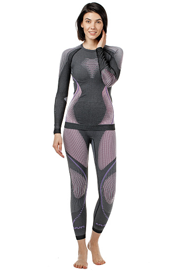 Лонгслив женский UYN Evolutyon Uw Lg_Sl Melange Anthracite Melange/Raspberry/Purple - Фото 4 большая