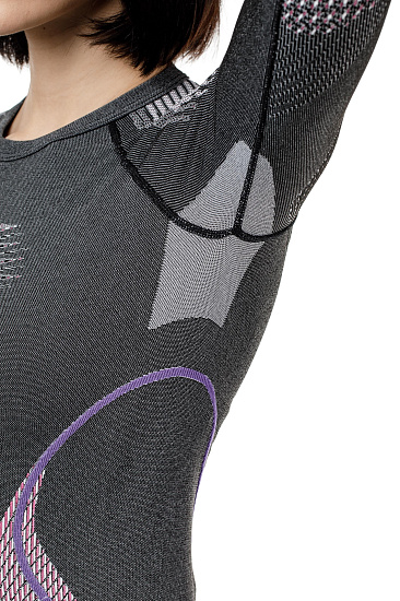 Лонгслив женский UYN Evolutyon Uw Lg_Sl Melange Anthracite Melange/Raspberry/Purple - Фото 6 большая