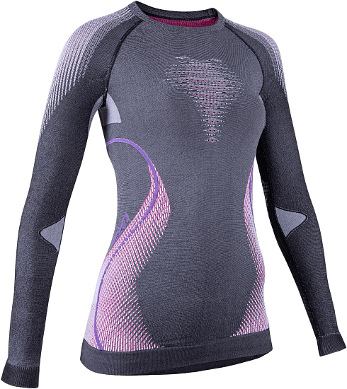 Лонгслив женский UYN Evolutyon Uw Lg_Sl Melange Anthracite Melange/Raspberry/Purple - Фото 3 большая