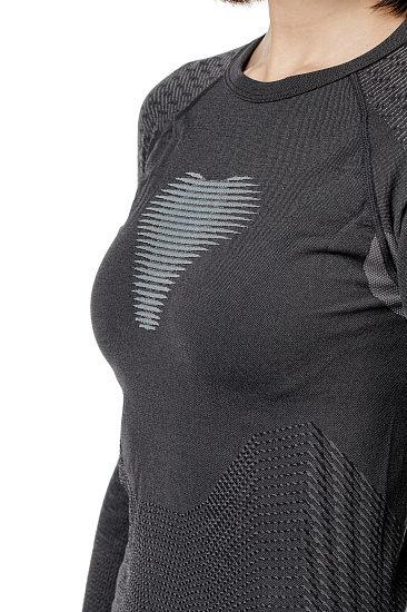 Футболка женская UYN Visyon Uw Lg_Sl Charcoal/Light Blue/White - Фото 5 большая