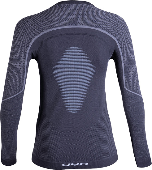 Футболка женская UYN Visyon Uw Lg_Sl Charcoal/Light Blue/White - Фото 2 большая