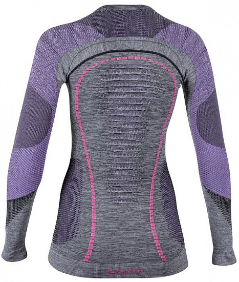 Лонгслив женский UYN Ambityon Uw Lg_Sl Black Melange/Purple/Raspberry - Фото 2 большая