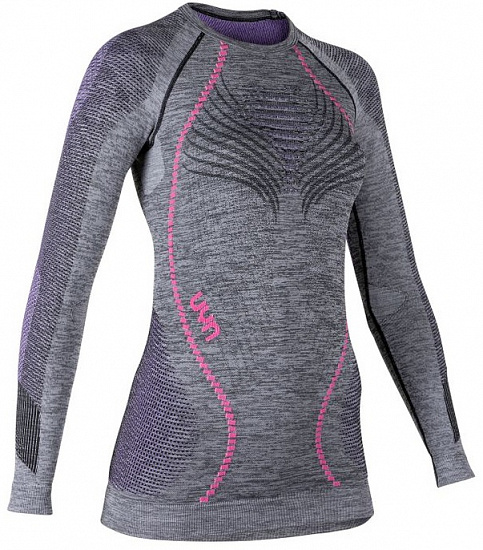Лонгслив женский UYN Ambityon Uw Lg_Sl Black Melange/Purple/Raspberry - Фото 3 большая