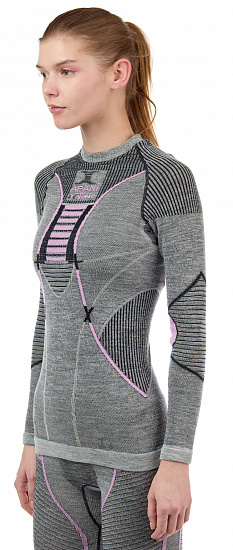 Лонгслив женский X-Bionic Apani 4.0 Merino Round Neck Lg Sl Black/Grey/Magnolia - Фото 6 большая