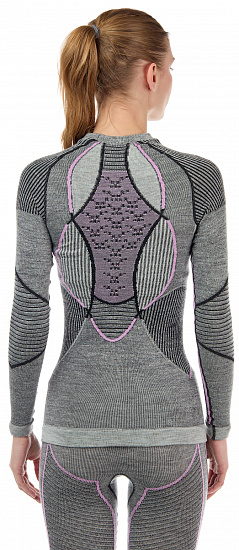 Лонгслив женский X-Bionic Apani 4.0 Merino Round Neck Lg Sl Black/Grey/Magnolia - Фото 7 большая