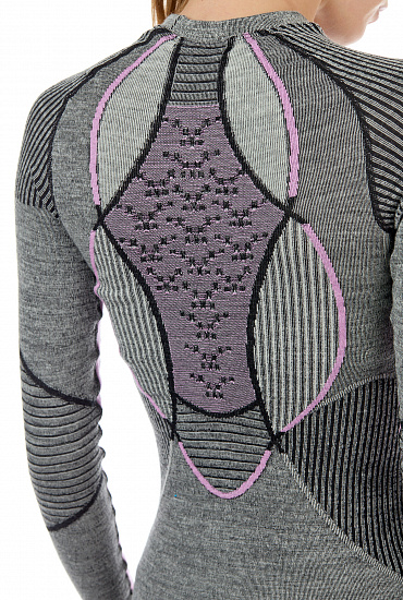 Лонгслив женский X-Bionic Apani 4.0 Merino Round Neck Lg Sl Black/Grey/Magnolia - Фото 8 большая