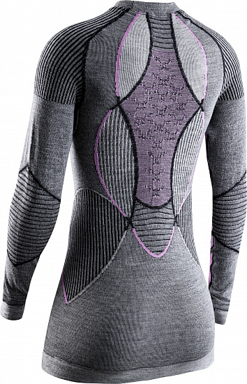 Лонгслив женский X-Bionic Apani 4.0 Merino Round Neck Lg Sl Black/Grey/Magnolia - Фото 3 большая