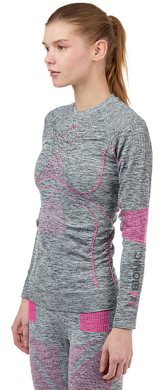 Лонгслив женский X-Bionic Energy Accumulator 4.0 Melange Round Neck Grey Melange/Pink - Фото 7 большая