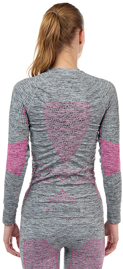 Лонгслив женский X-Bionic Energy Accumulator 4.0 Melange Round Neck Grey Melange/Pink - Фото 8 большая