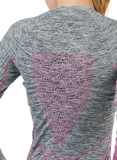 Лонгслив женский X-Bionic Energy Accumulator 4.0 Melange Round Neck Grey Melange/Pink - Фото 9 большая