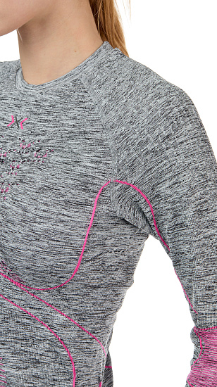 Лонгслив женский X-Bionic Energy Accumulator 4.0 Melange Round Neck Grey Melange/Pink - Фото 10 большая