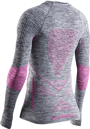 Лонгслив женский X-Bionic Energy Accumulator 4.0 Melange Round Neck Grey Melange/Pink - Фото 2 большая