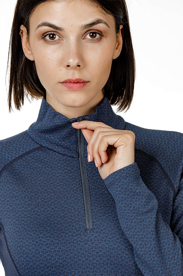 Футболка женская Bergans Snoull Half Zip Dk Fogblue/Fogblue - Фото 3 большая