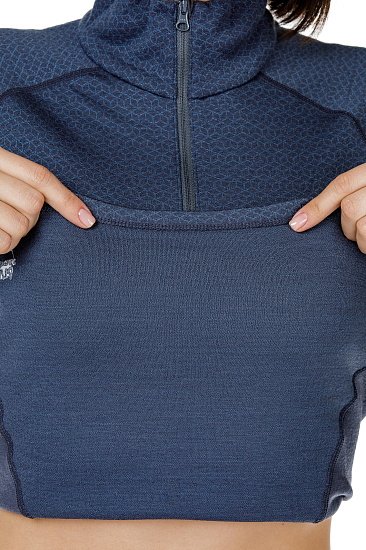 Футболка женская Bergans Snoull Half Zip Dk Fogblue/Fogblue - Фото 5 большая