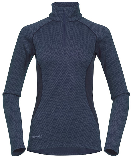 Футболка женская Bergans Snoull Half Zip Dk Fogblue/Fogblue - Фото 1 большая