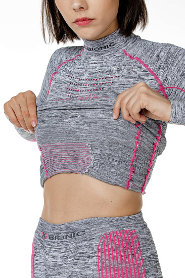 Футболка женская X-Bionic Accumulator Evo Melange Light Grey Melange/Raspberry - Фото 4 большая