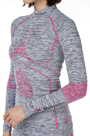Футболка женская X-Bionic Accumulator Evo Melange Light Grey Melange/Raspberry - Фото 5 большая