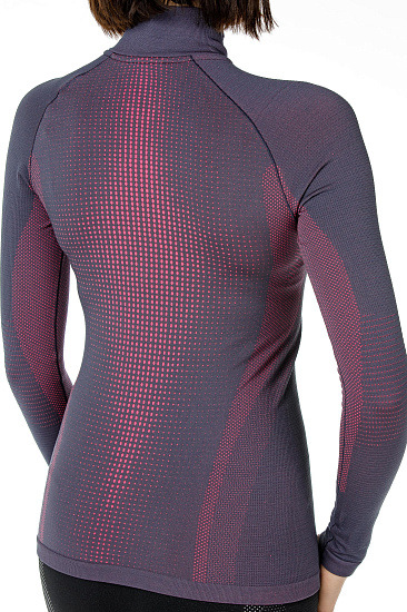 Футболка женская Odlo Top 1/2 Zip Performance Warm Чернил./Роз.Неон - Фото 5 большая
