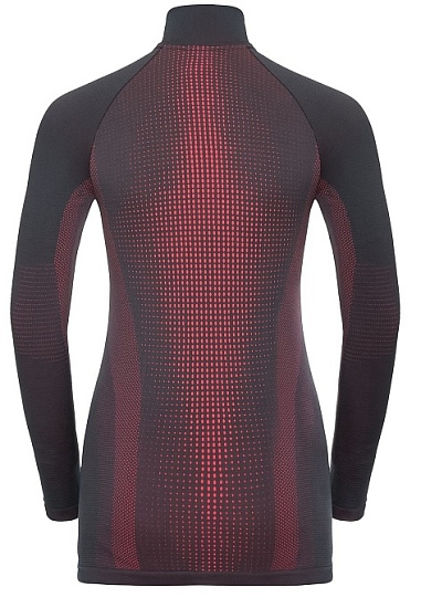 Футболка женская Odlo Top 1/2 Zip Performance Warm Чернил./Роз.Неон - Фото 2 большая