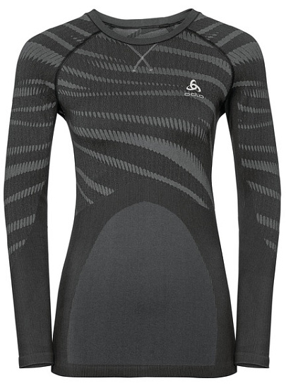 Футболка женская Odlo Top L/S Performance Blackcomb Черный/Серый - Фото 1 большая