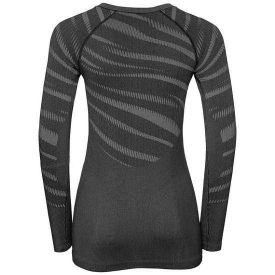 Футболка женская Odlo Top L/S Performance Blackcomb Черный/Серый - Фото 2 большая