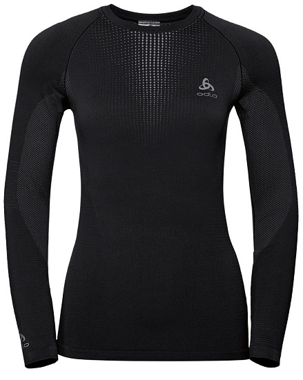 Футболка женская Odlo Top L/S Performance Warm Черный/Серый - Фото 1 большая