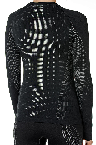 Футболка женская Odlo Top L/S Performance Warm Черный/Серый - Фото 3 большая