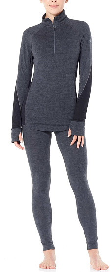 Футболка женская Icebreaker 260 Zone LS Hzip Jet Hthr/Black - Фото 4 большая