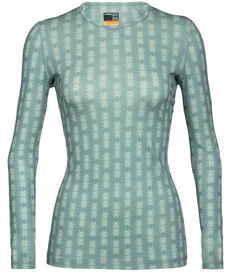 Футболка женская Icebreaker 200 Oasis LS Crewe SnwHrtg Hydro/Frost - Фото 1 большая