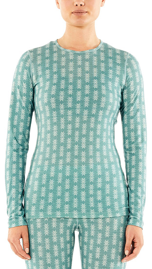 Футболка женская Icebreaker 200 Oasis LS Crewe SnwHrtg Hydro/Frost - Фото 2 большая