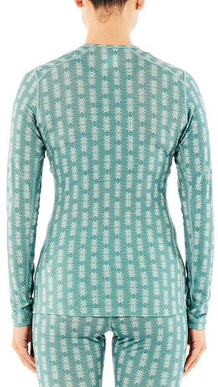 Футболка женская Icebreaker 200 Oasis LS Crewe SnwHrtg Hydro/Frost - Фото 3 большая