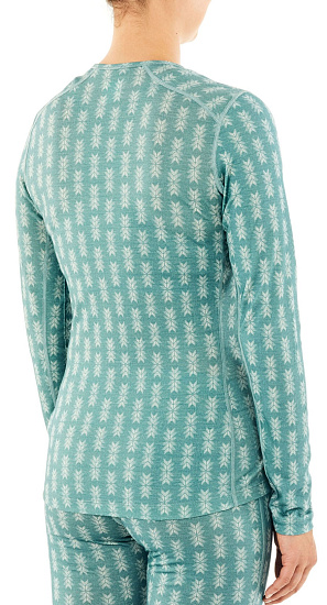 Футболка женская Icebreaker 200 Oasis LS Crewe SnwHrtg Hydro/Frost - Фото 5 большая