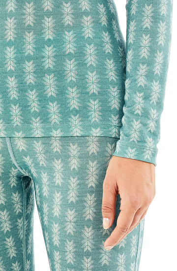 Футболка женская Icebreaker 200 Oasis LS Crewe SnwHrtg Hydro/Frost - Фото 7 большая