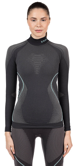 Лонгслив женский UYN Evolutyon Uw Shirt Lg_Sl.Turtle Neck Charcoal/Anthracite/Aqua - Фото 5 большая