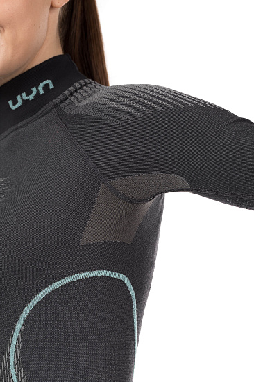 Лонгслив женский UYN Evolutyon Uw Shirt Lg_Sl.Turtle Neck Charcoal/Anthracite/Aqua - Фото 8 большая