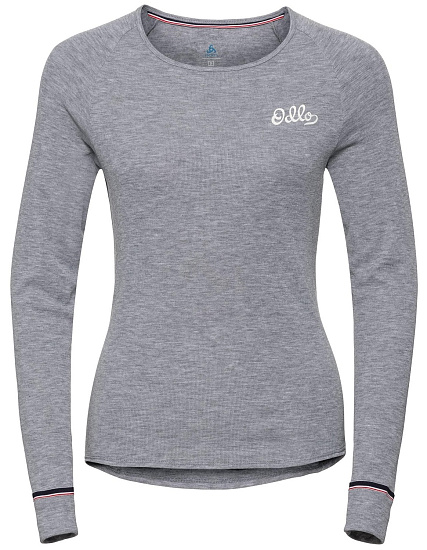 Футболка женская Odlo Crew Neck L/S Active Warm Originals Серый Меланж - Фото 1 большая