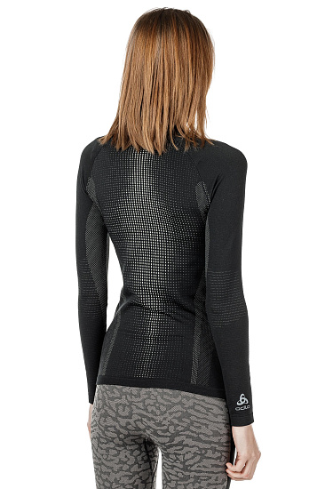 Футболка женская Odlo Top Turtle Neck L/S Half Zip Performans Черный - Фото 6 большая