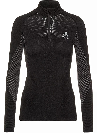 Футболка женская Odlo Top Turtle Neck L/S Half Zip Performans Черный - Фото 1 большая